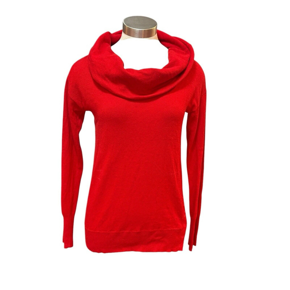 J Crew Womens Sweater Red Merino Wool Alpaca Pullover Cowl Neck Snaps Sz. S